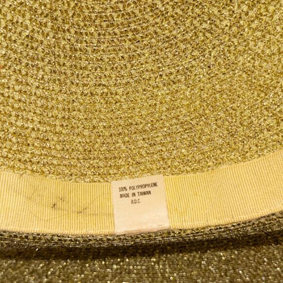 Gold Wide Brim Church Derby Easter Lace Sequin Pearl Dress Hat
